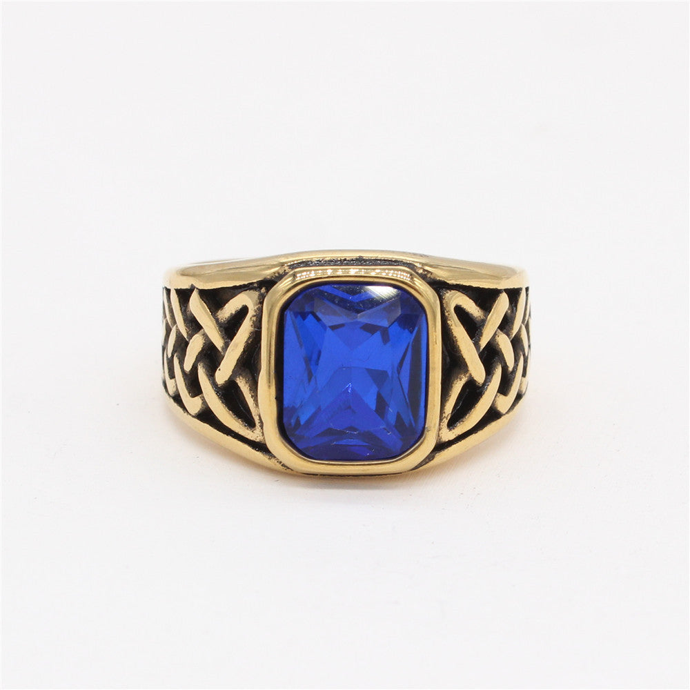 Celtic Knotstone Ring of the North – Viking Strength in Steel and Flame