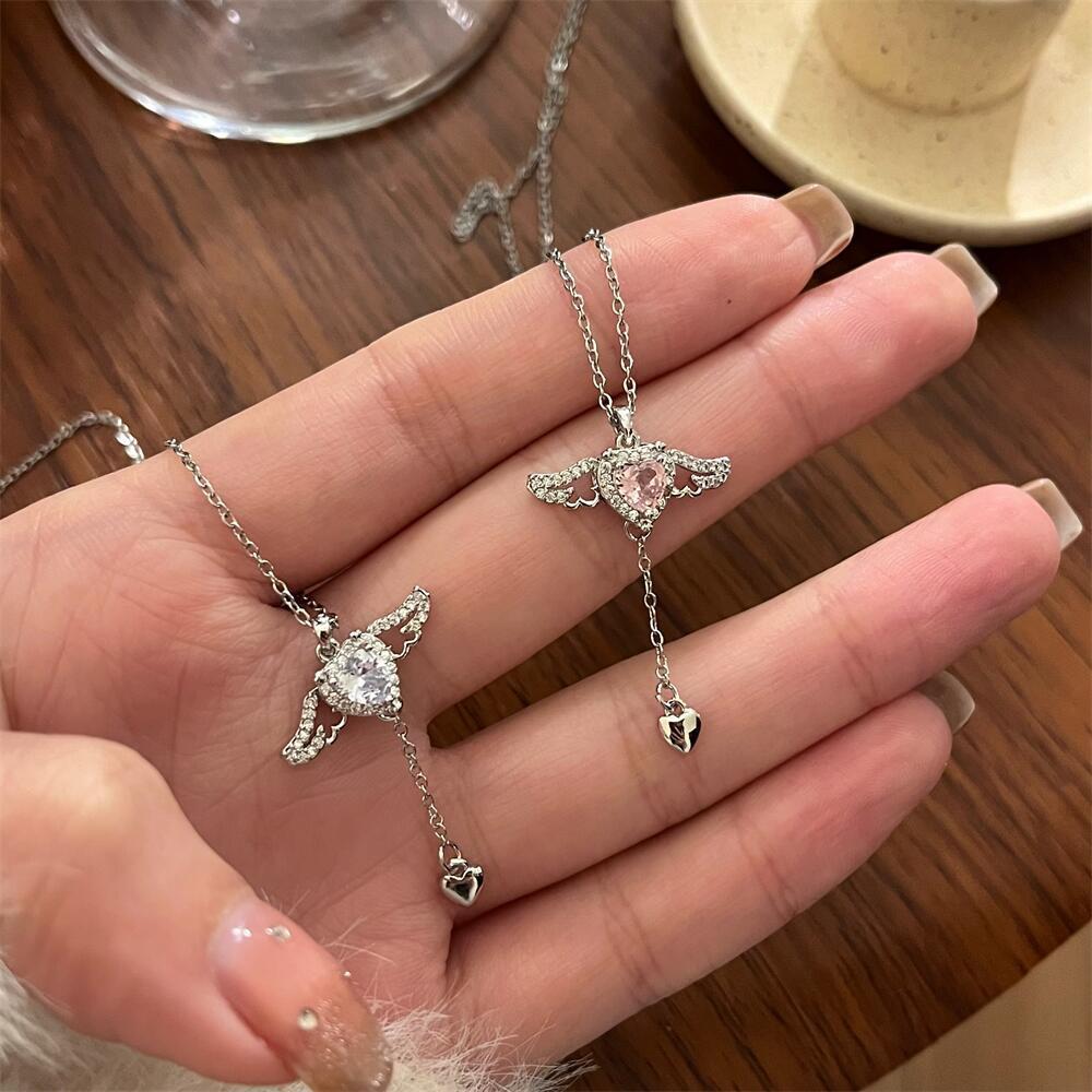 Heavenly Heart Angel Wing Necklace Set