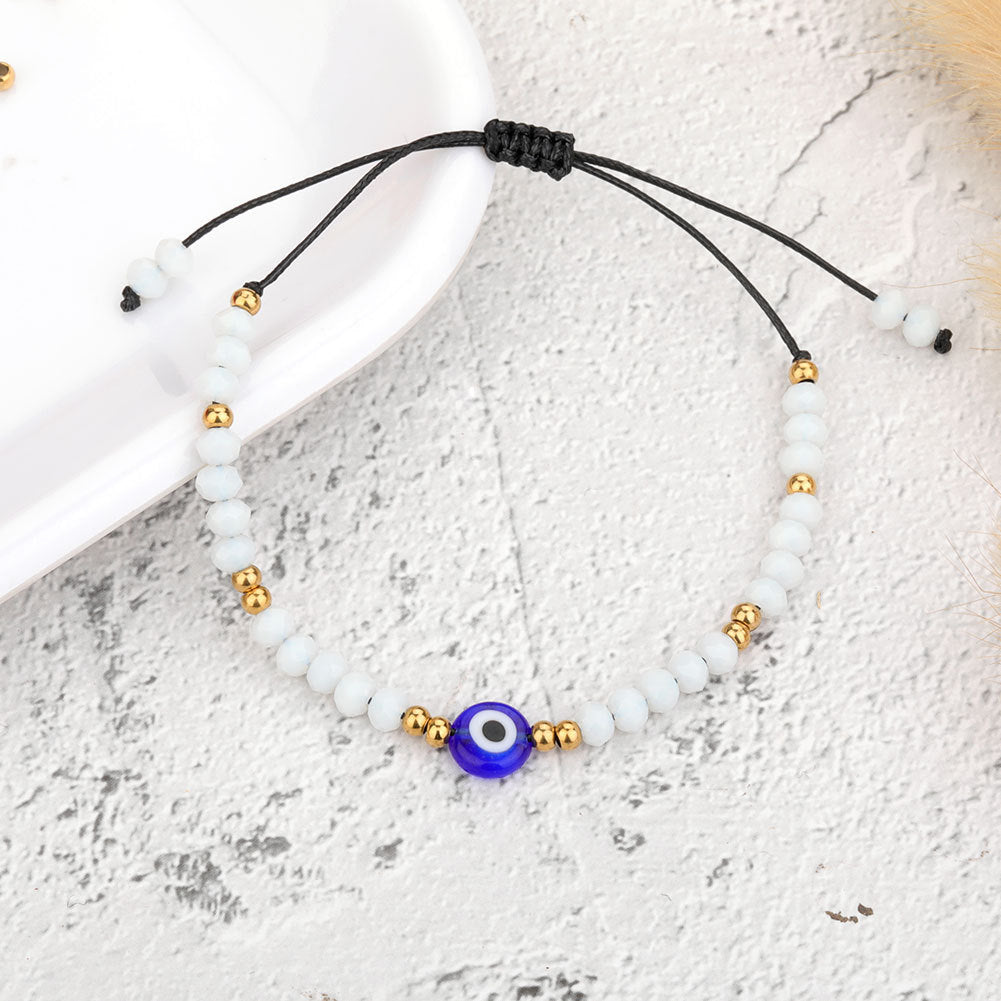 Beaded Evil Eye with Gold Accents Protection Bracelet