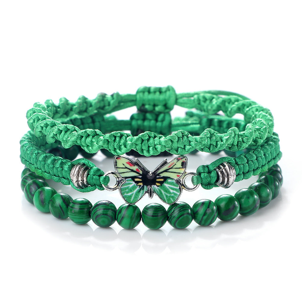 Verdant Butterfly Malachite Harmony Bracelet Set