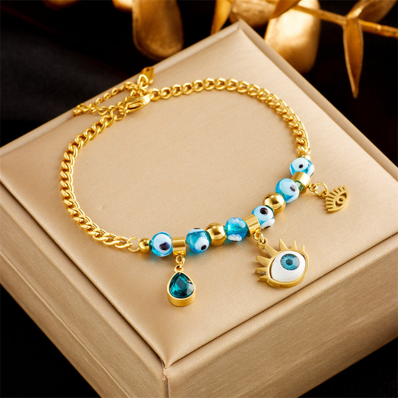 Radiant Protection Aquamarine Evil Eye Bracelet