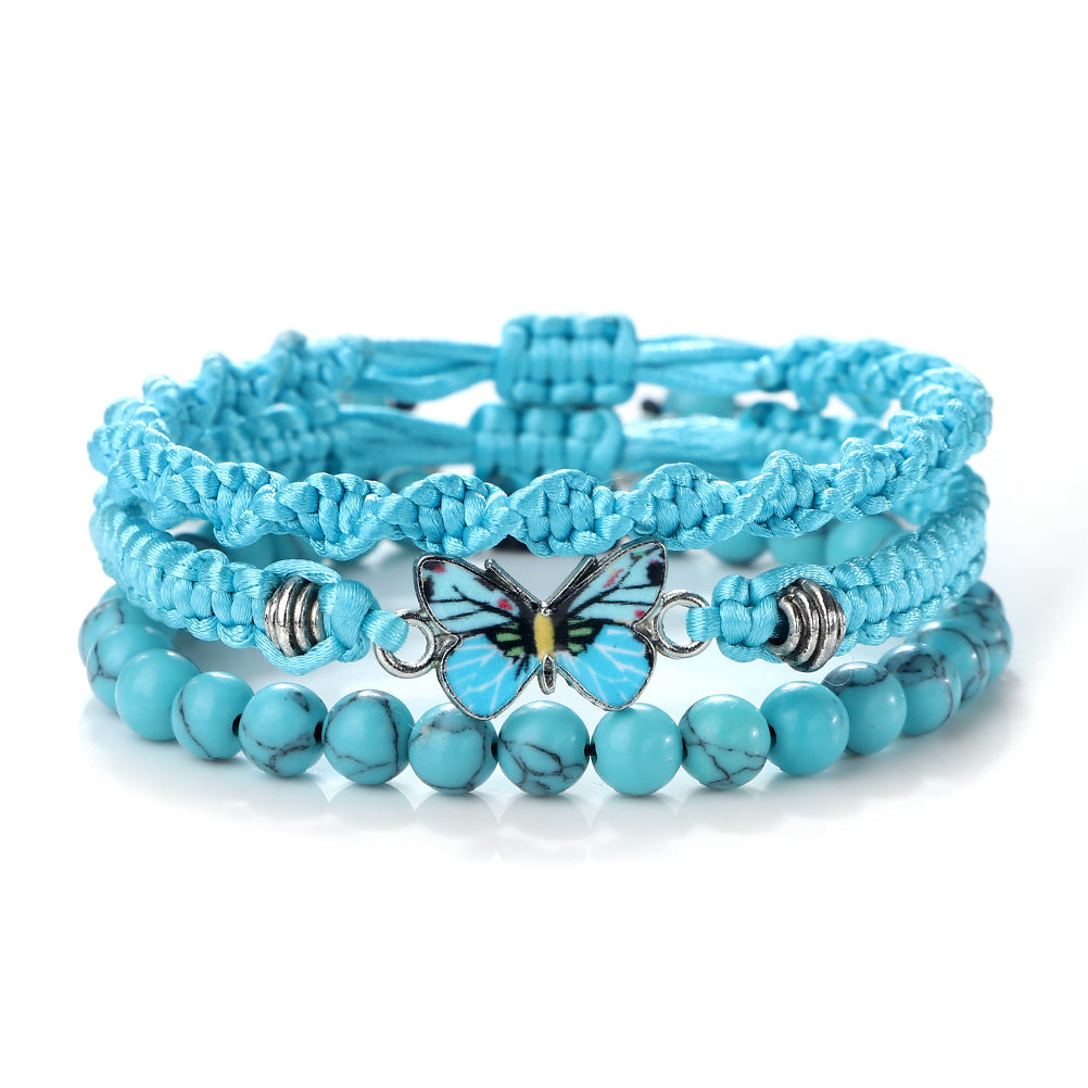 Verdant Butterfly Malachite Harmony Bracelet Set