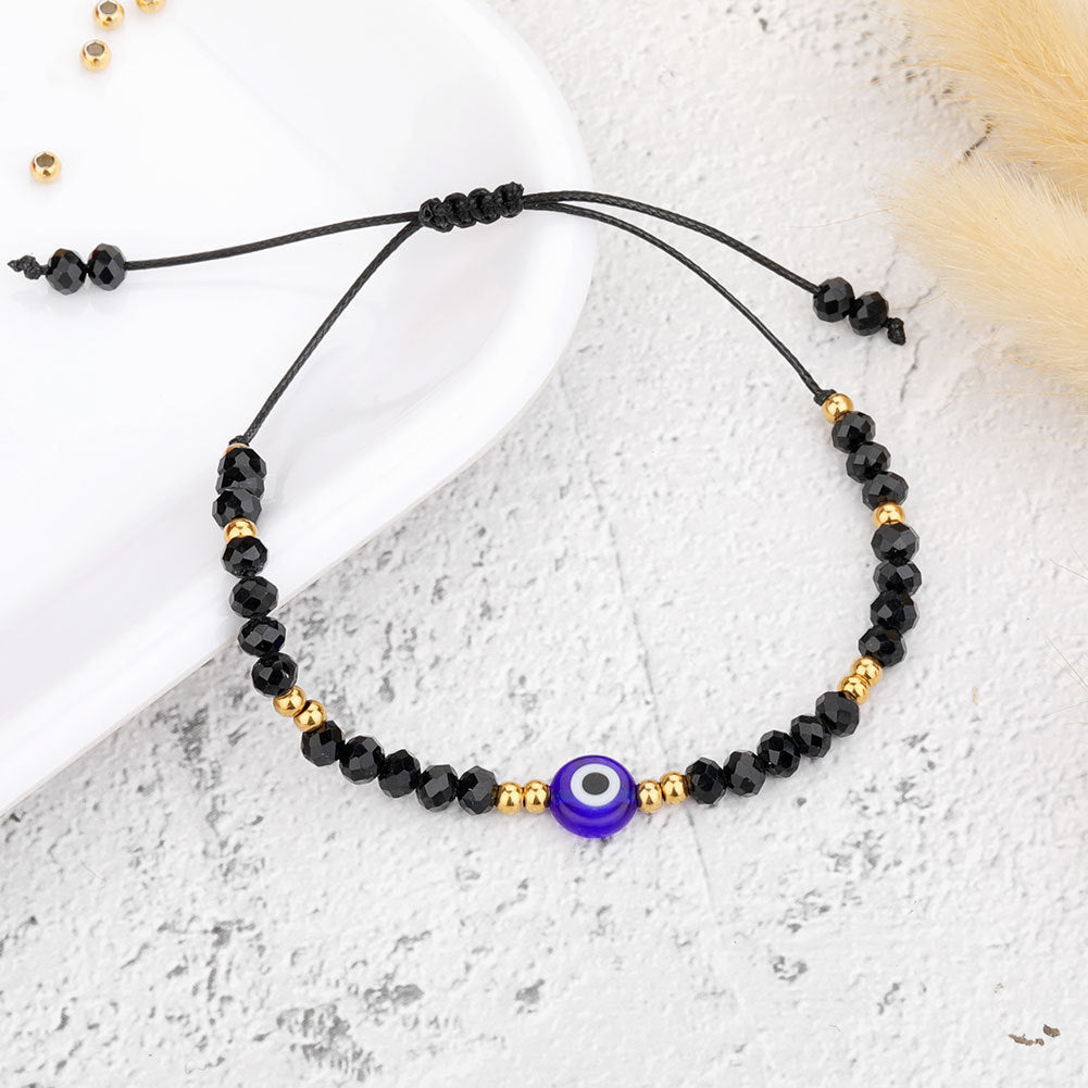 Beaded Evil Eye with Gold Accents Protection Bracelet