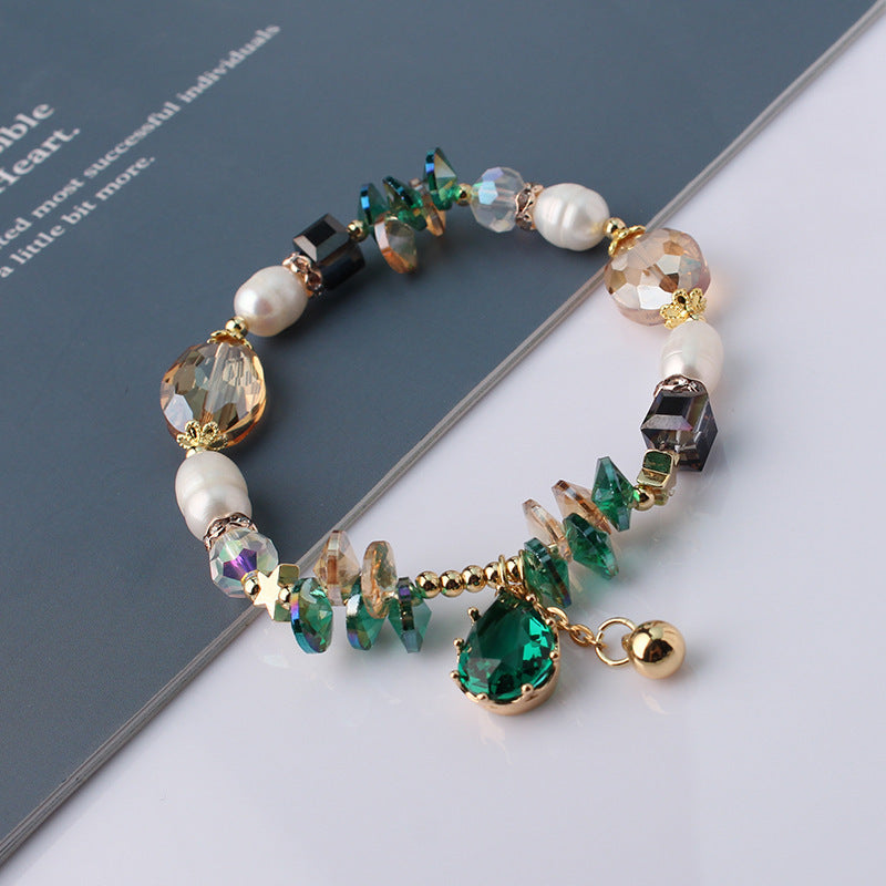Emerald Radiance Pearl Crystal Bracelet
