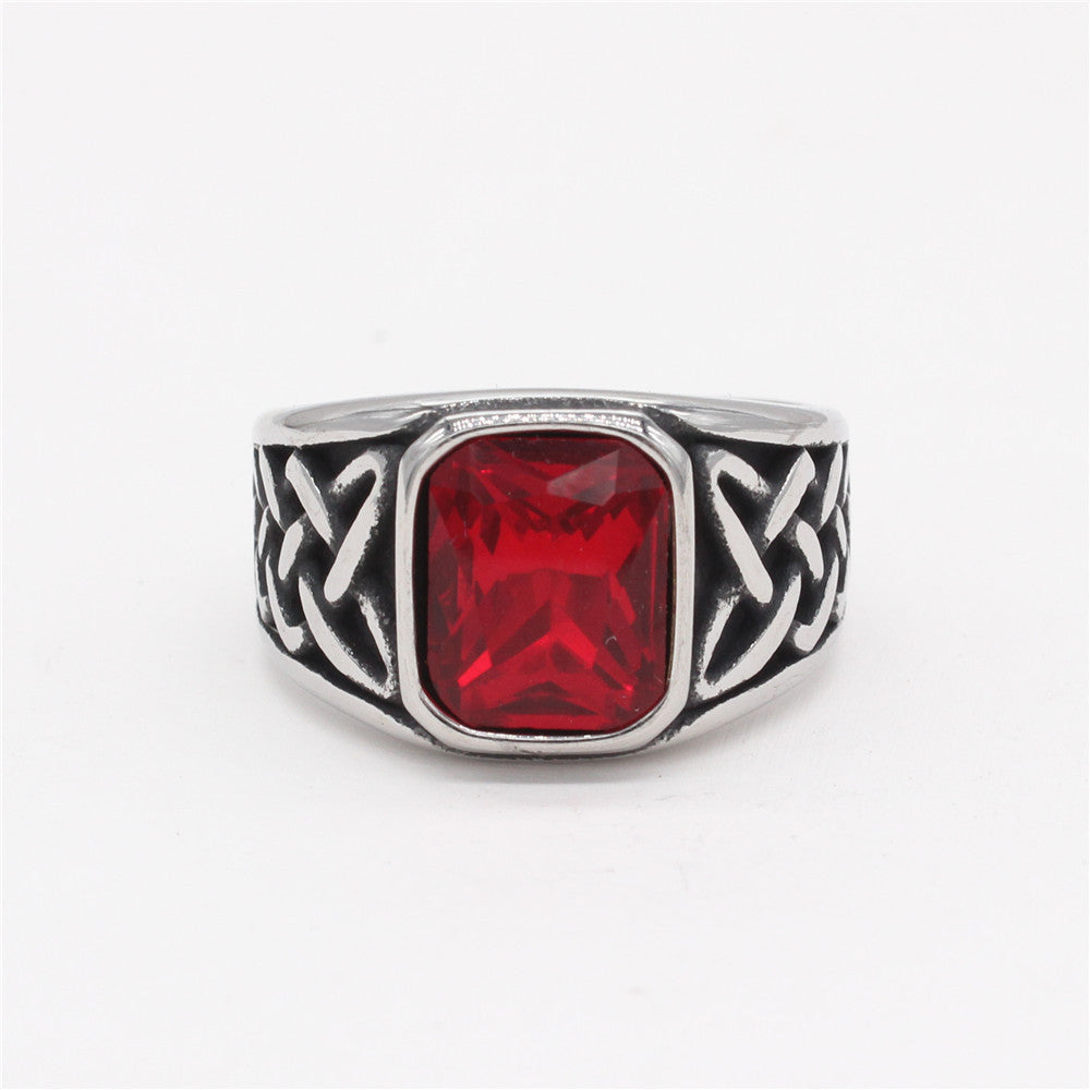 Celtic Knotstone Ring of the North – Viking Strength in Steel and Flame