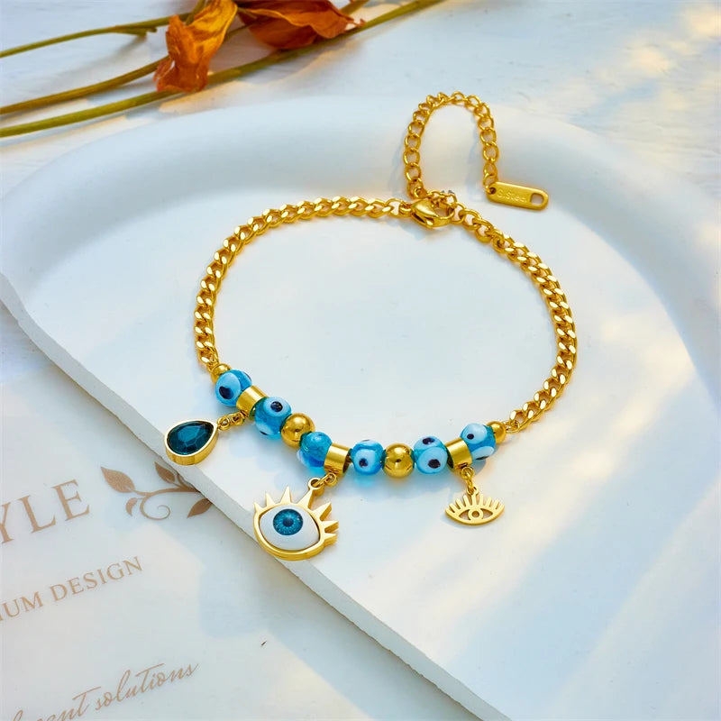 Radiant Protection Aquamarine Evil Eye Bracelet