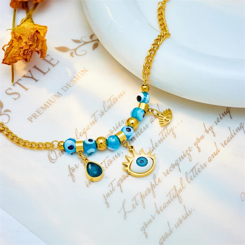 Radiant Protection Aquamarine Evil Eye Bracelet
