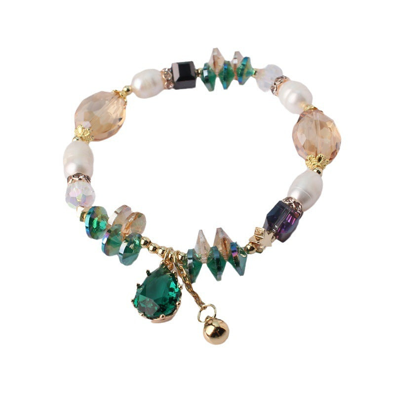 Emerald Radiance Pearl Crystal Bracelet