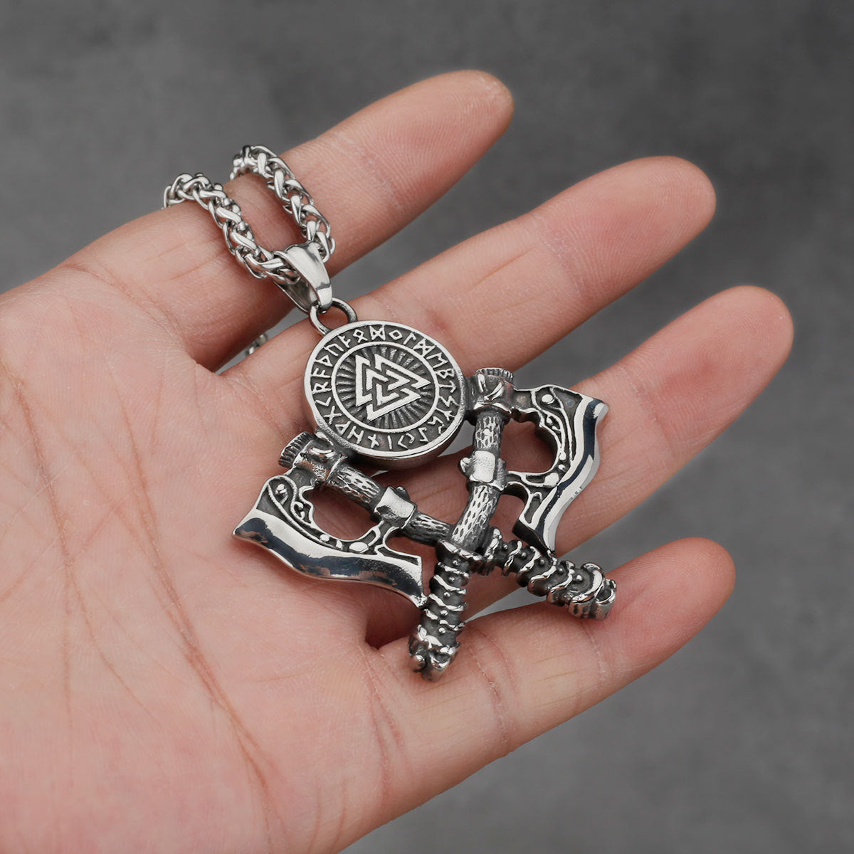 Valknut Rune Axe Necklace