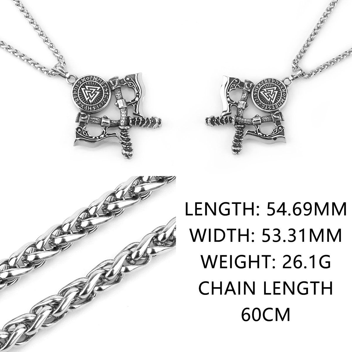 Valknut Rune Axe Necklace