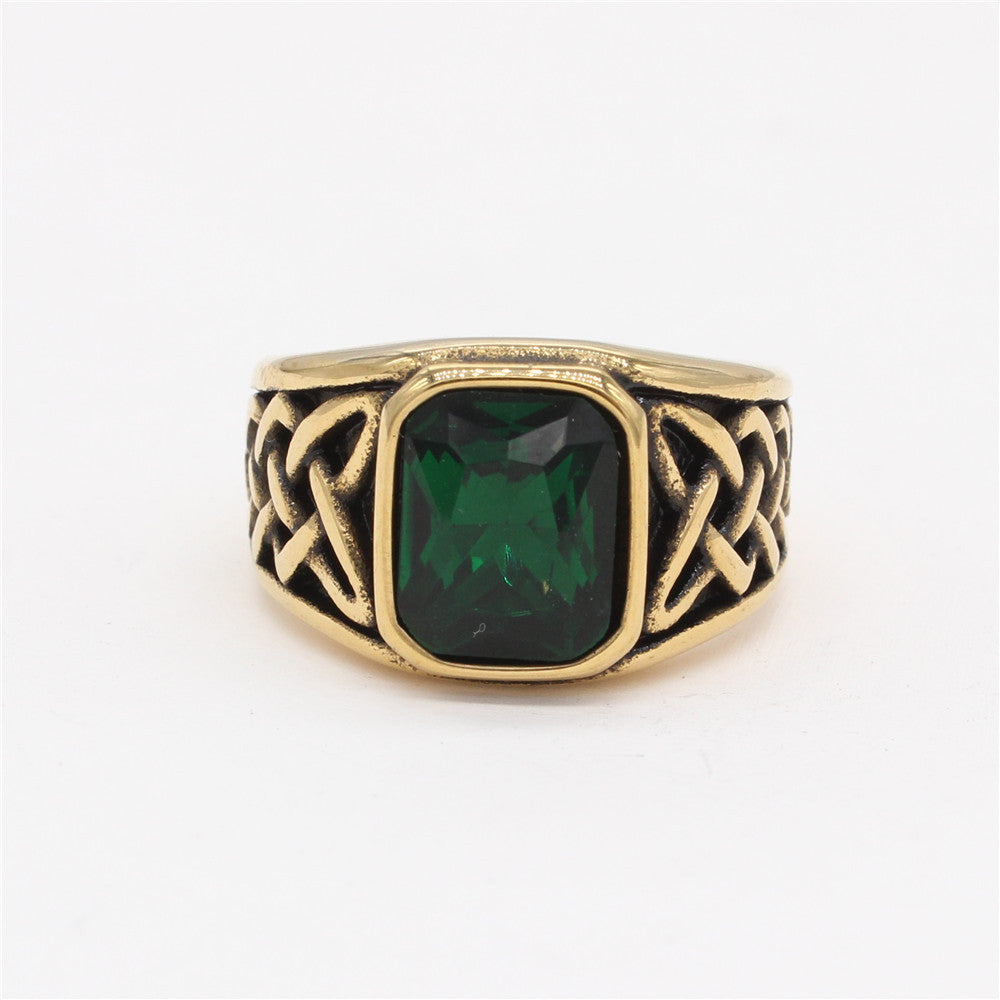 Celtic Knotstone Ring of the North – Viking Strength in Steel and Flame