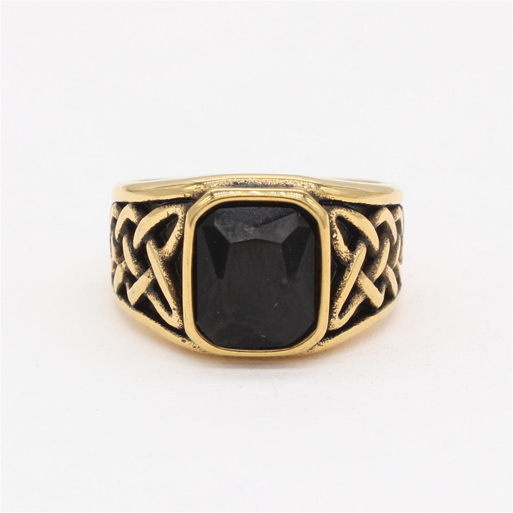 Celtic Knotstone Ring of the North – Viking Strength in Steel and Flame