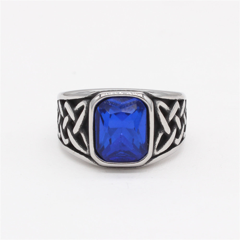 Celtic Knotstone Ring of the North – Viking Strength in Steel and Flame