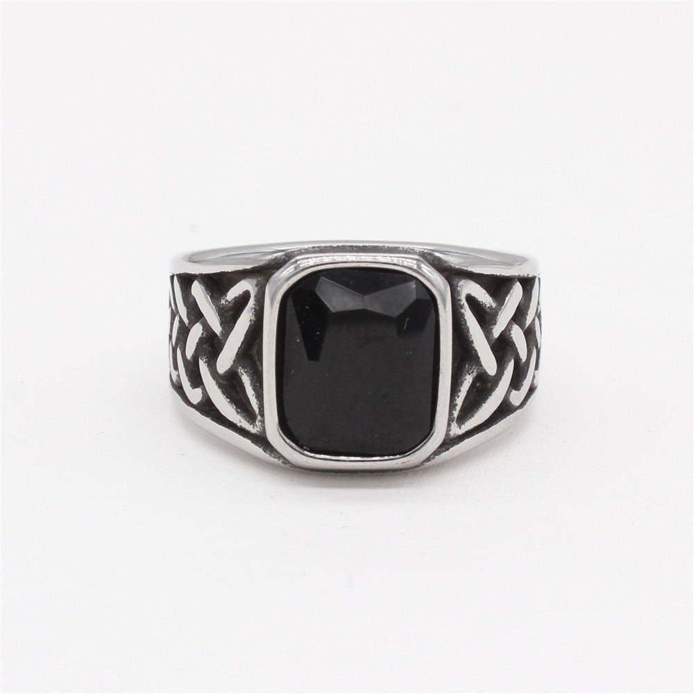Celtic Knotstone Ring of the North – Viking Strength in Steel and Flame