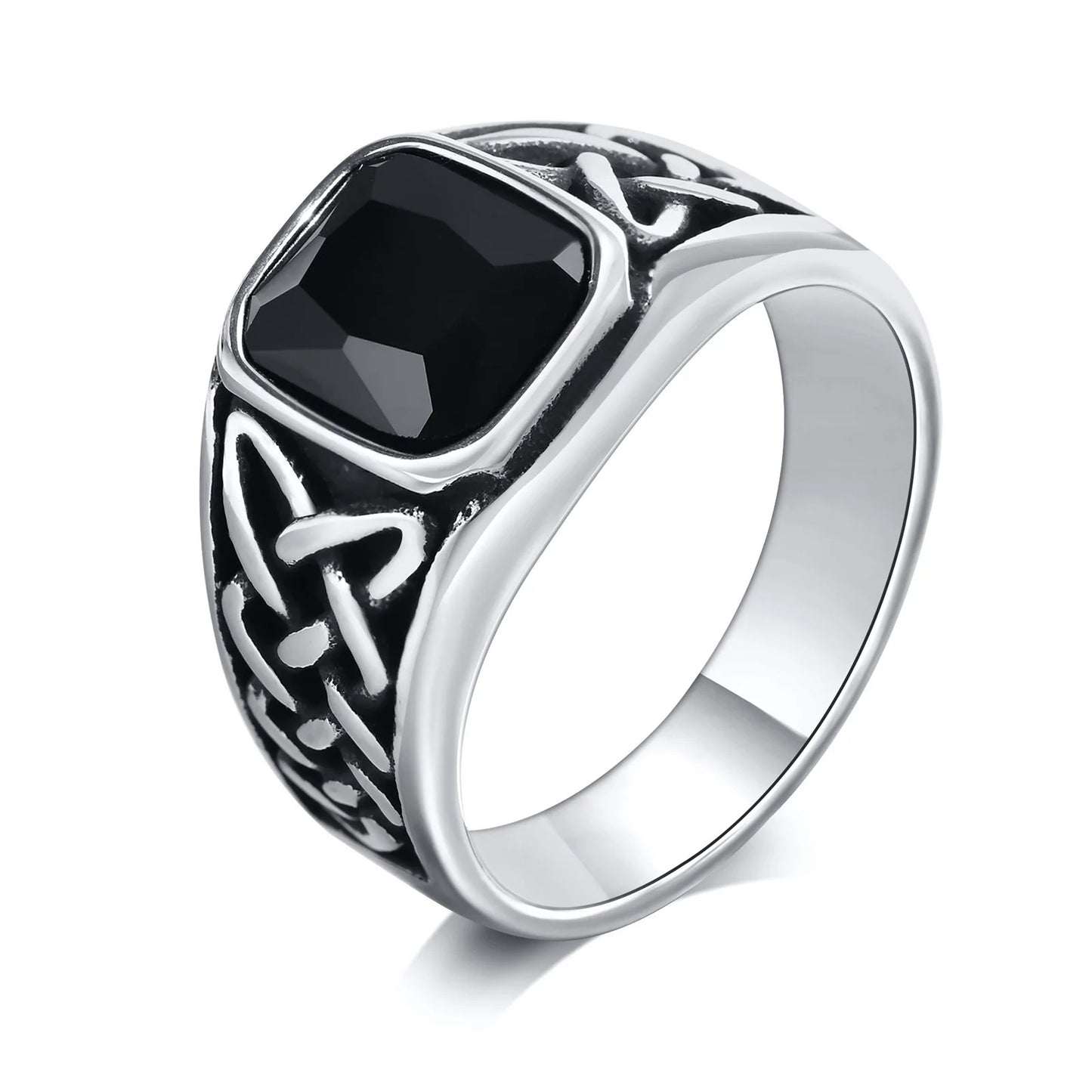 Celtic Knotstone Ring of the North – Viking Strength in Steel and Flame