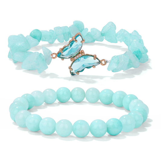 Serenity Breeze Aquamarine Butterfly Bracelet Set