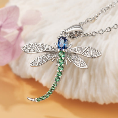 Emerald Crystal Dragonfly of Transformation Necklace