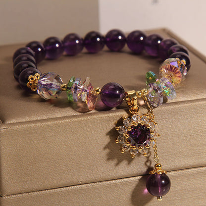 Ethereal Elegance Amethyst Sunburst Bracelet