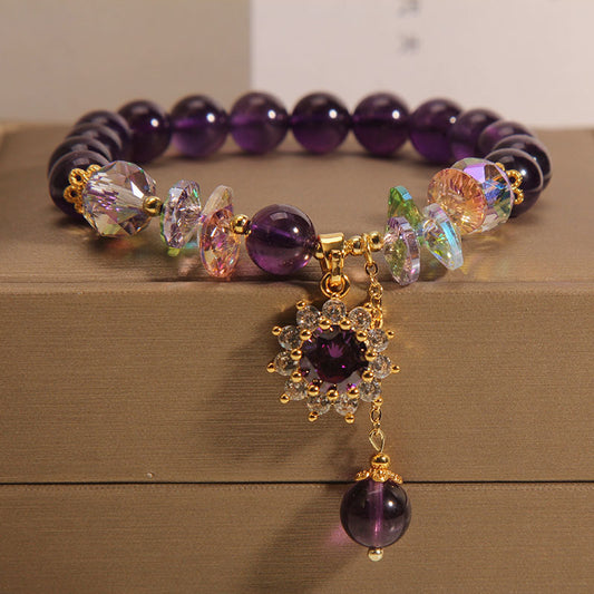 Ethereal Elegance Amethyst Sunburst Bracelet