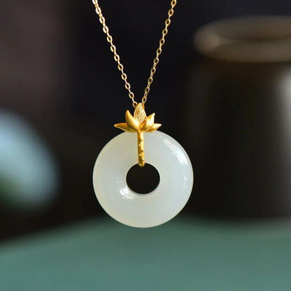 Lotus of Serenity White Jade Necklace