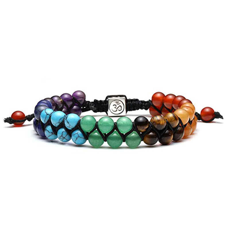 Om 7 Chakra Balance Crystal Bracelet