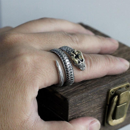 Crowned Serpent Coil Ring