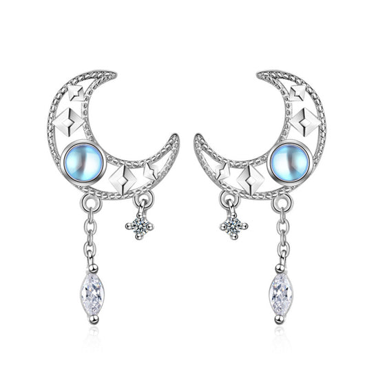 Celestial  Moon And Crystal Earrings