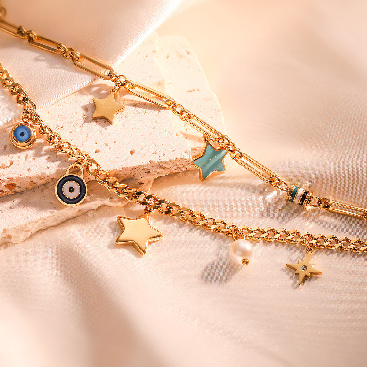 Celestial Protection Evil Eye Charm Bracelet