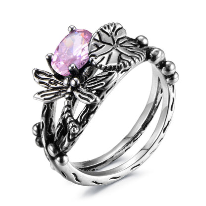 Mystic Dragonfly Amethyst Ring