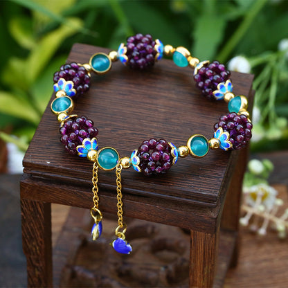 Pomegranate Bloom Lotus Crystal Bracelet