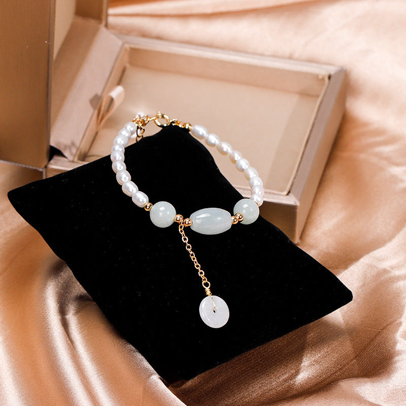 Serene Glow Pearl And Jade Bracelet