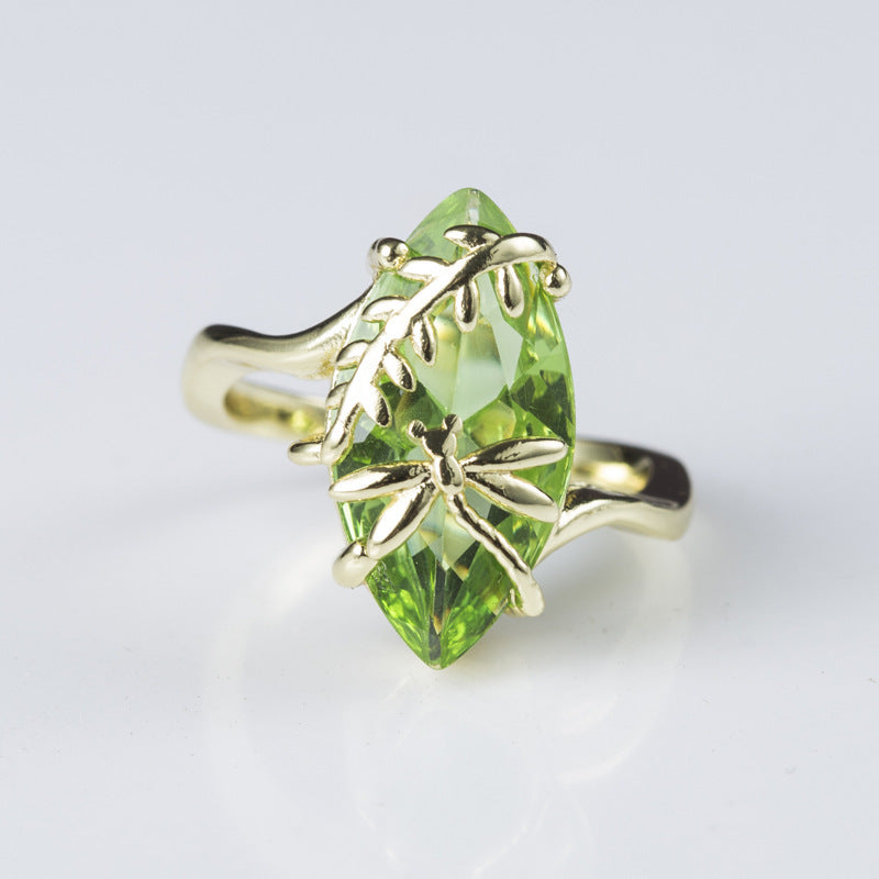 Peridot Grace Dragonfly Crystal Ring