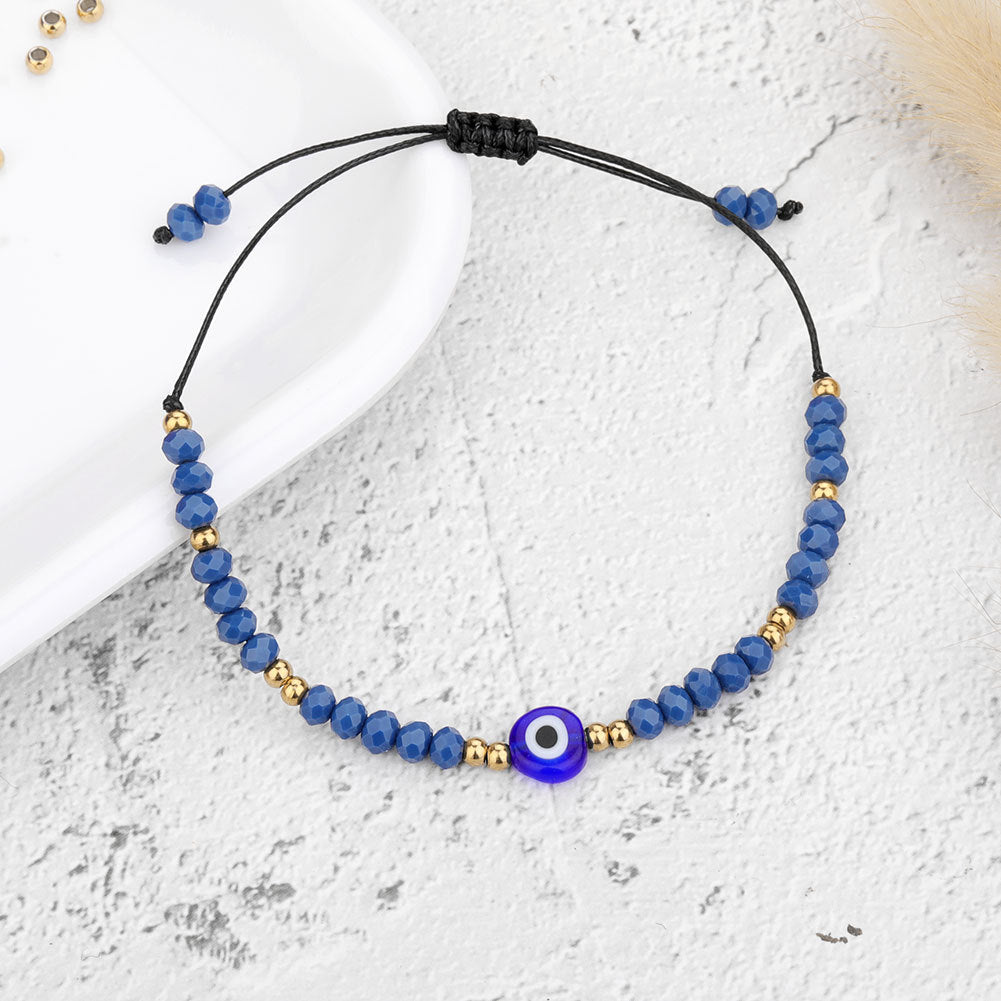 Beaded Evil Eye with Gold Accents Protection Bracelet