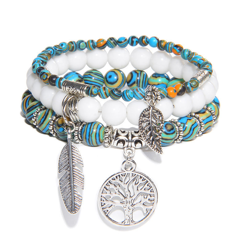 Tree of Tranquility Turquoise Crystal Bracelet Set