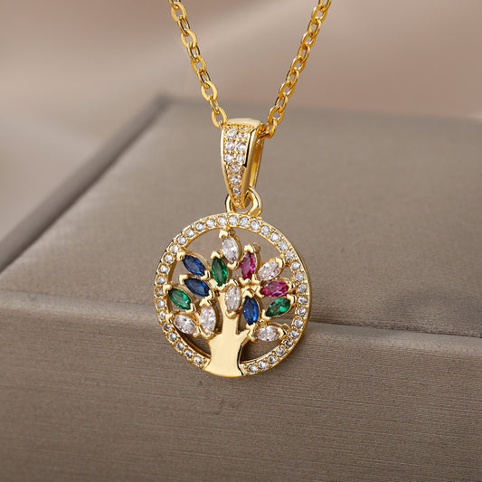 Radiant Crystal Tree of Life Necklace