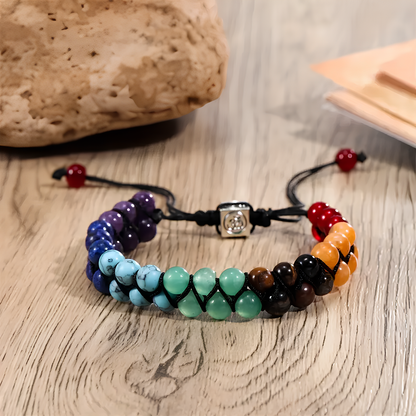 Om 7 Chakra Balance Crystal Bracelet