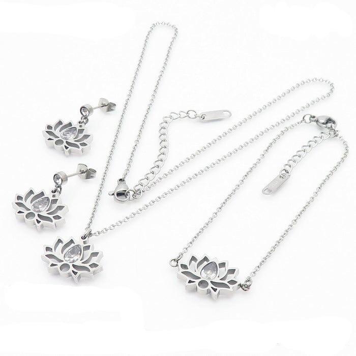 Radiant Lotus Clear Quartz Crystal Jewelry Set