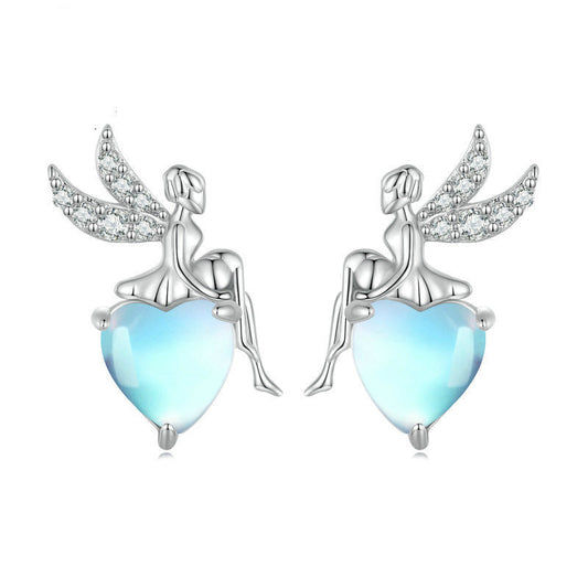 Fairy Heart Moonstone Earrings