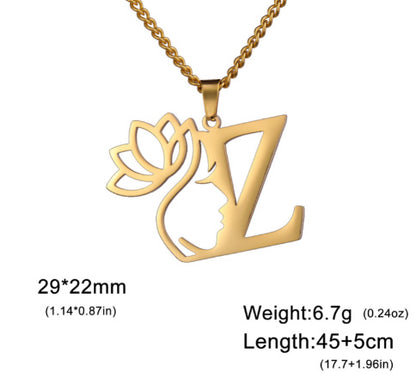 Lotus Harmony Initial Necklace