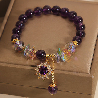 Ethereal Elegance Amethyst Sunburst Bracelet