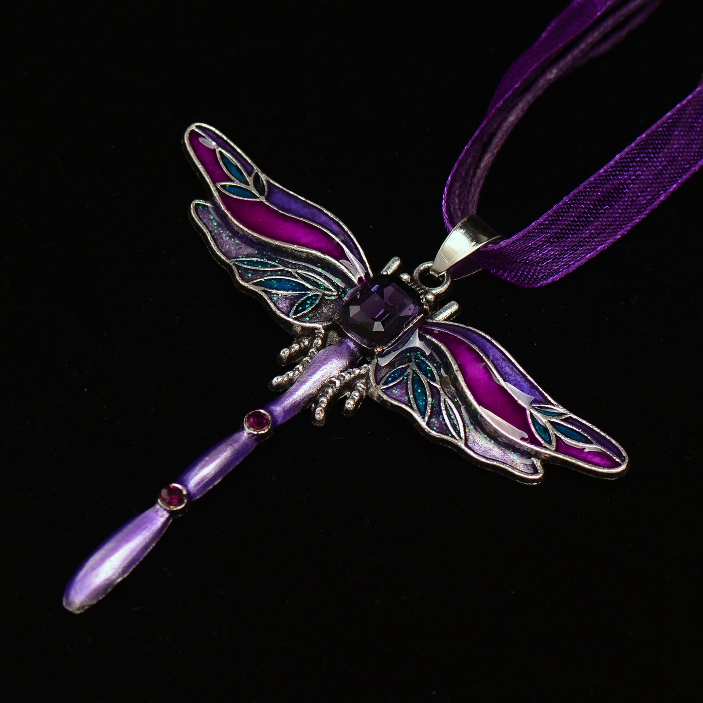 Wings of Renewal Dragonfly Crystal Necklace