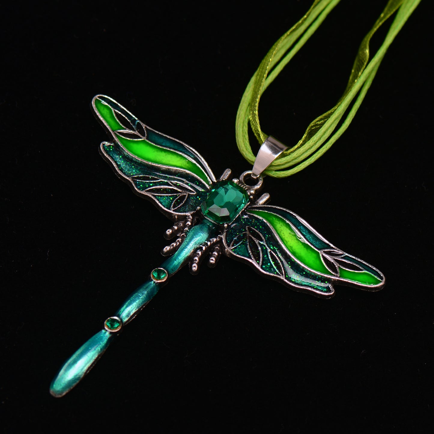 Wings of Renewal Dragonfly Crystal Necklace