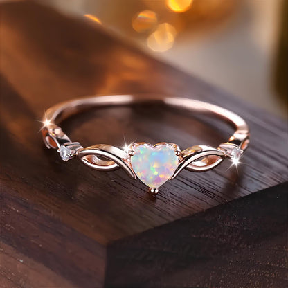 Eternal Glow Opal Heart Crystal Ring