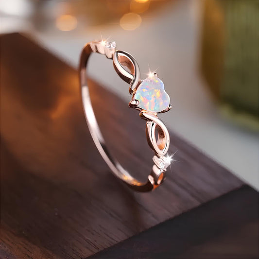 Eternal Glow Opal Heart Crystal Ring