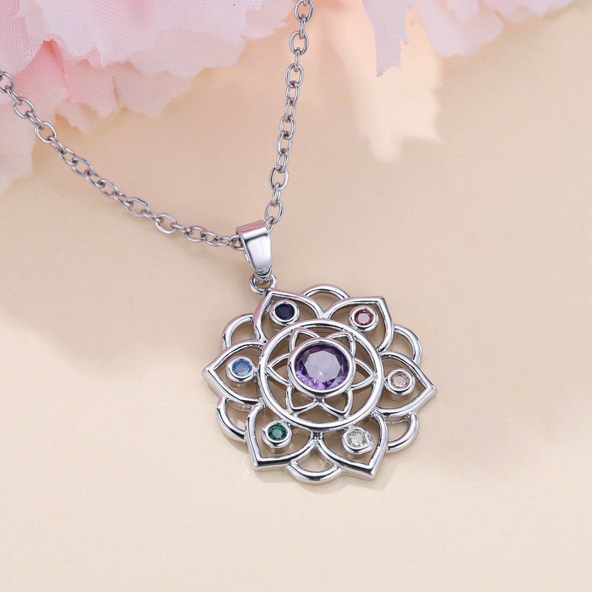 Radiant Lotus 7 Chakras Crystal Necklace