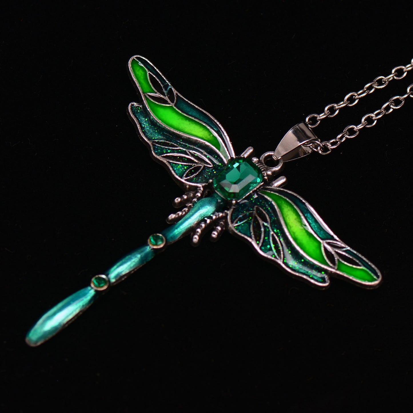 Wings of Renewal Dragonfly Crystal Necklace