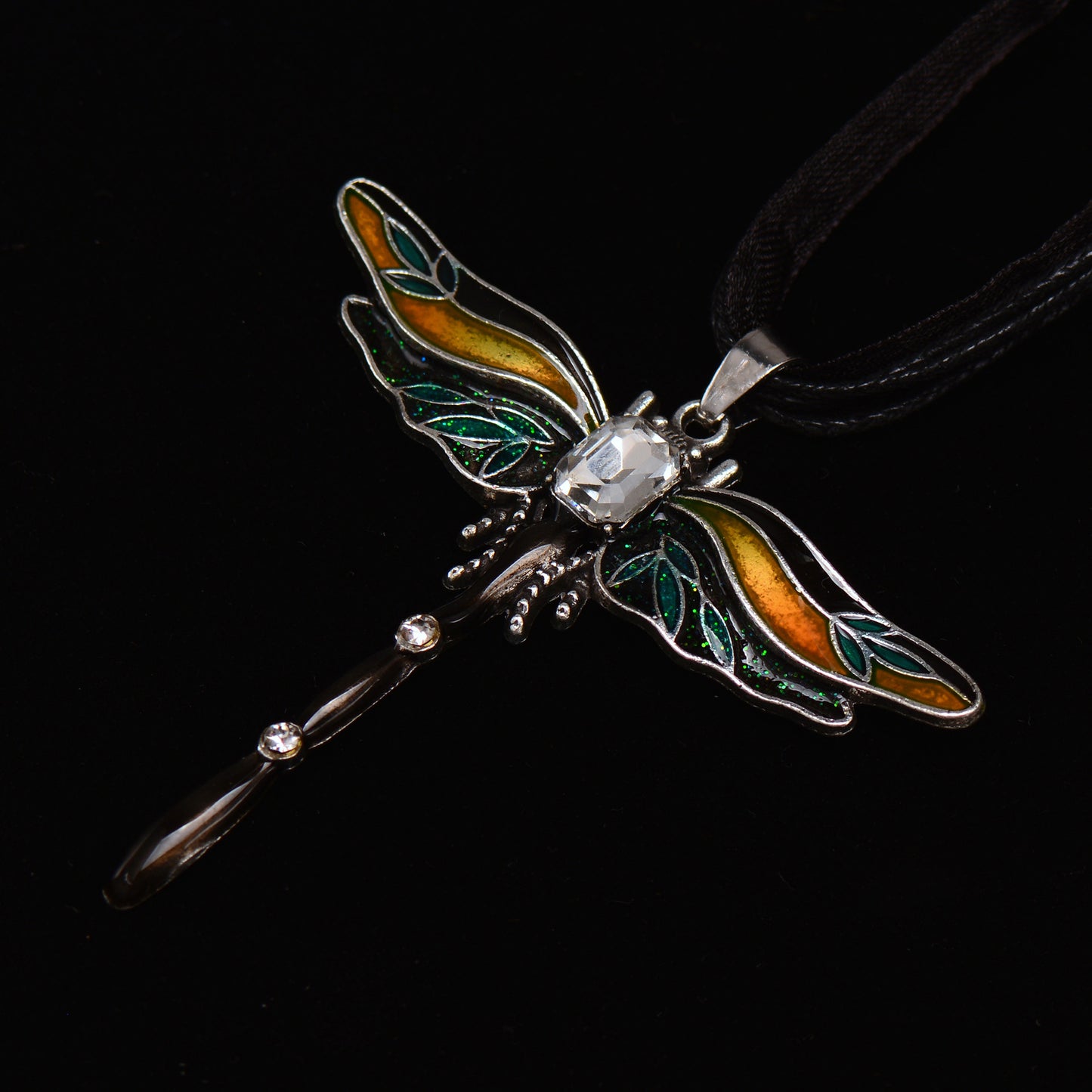 Wings of Renewal Dragonfly Crystal Necklace