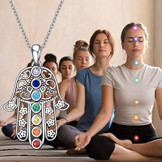 Guardian of Strength 7 Chakra Hamsa Necklace