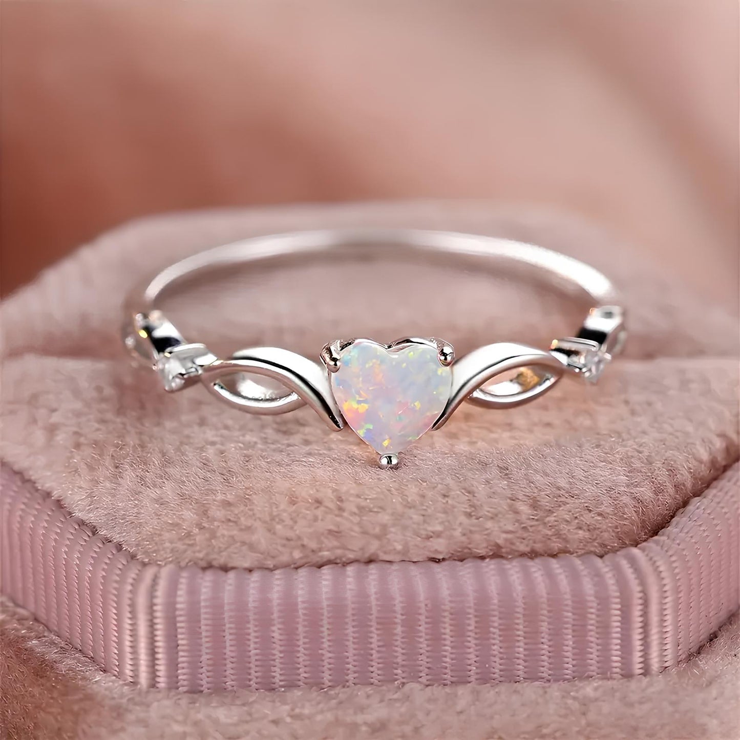 Eternal Glow Opal Heart Crystal Ring