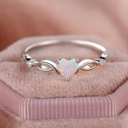 Eternal Glow Opal Heart Crystal Ring